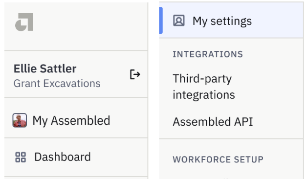 Screenshot of the unified
      Assembled platform settings and navigation